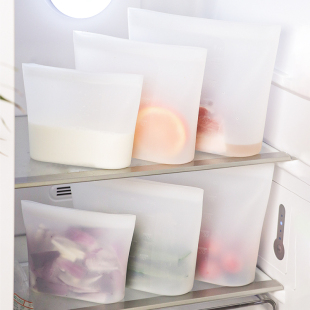 Thickened Platinum Silicone Sealed Bag Household Kitchen Refrigerator Food Grade Fresh-keeping Bag Vegetable Food Supplementary Self-sealing Sub-bag