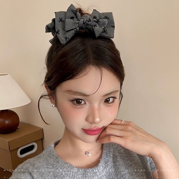 丸子头固定蝴蝶结抓夹女后脑勺低马尾发夹2025新款大号格雷系头饰|undefined