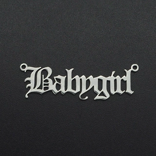 不锈钢切割 双孔横条英文字母Babygirl挂件吊牌 钛钢项链链接配件