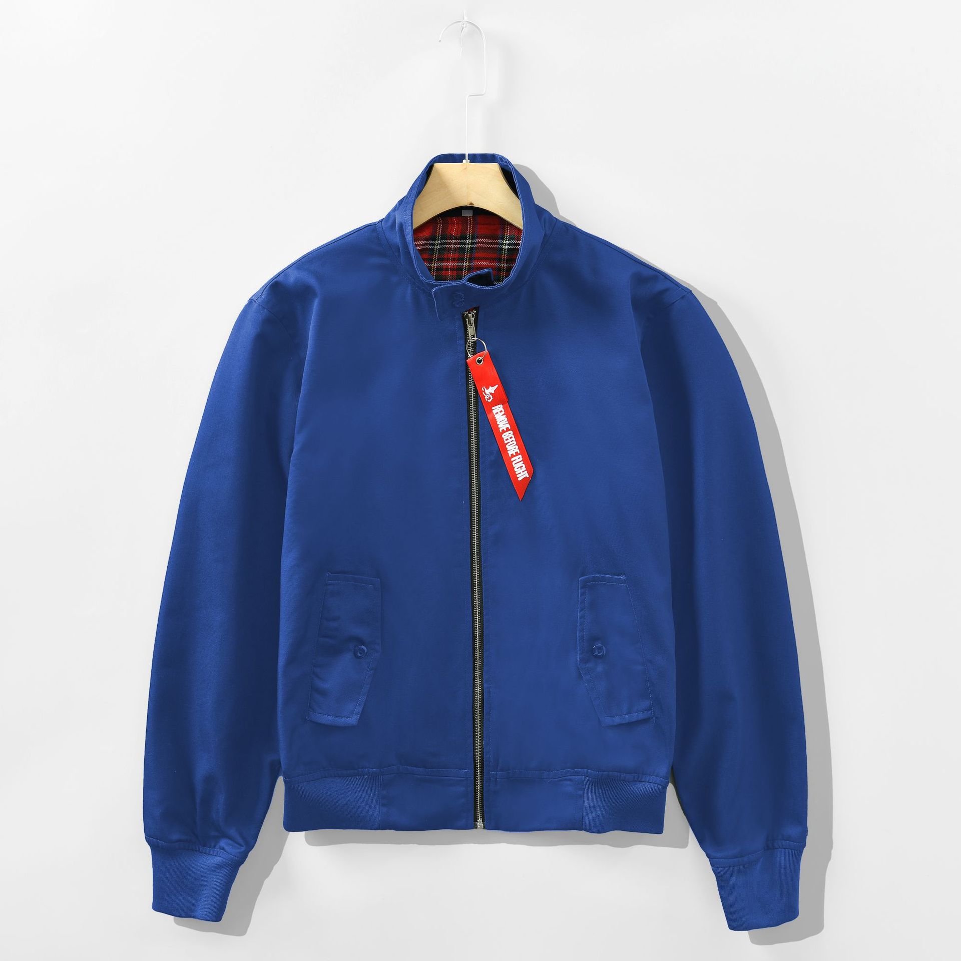 Estación europea marca de moda para hombres Collar de pie pareja de moda chaqueta de adelgazamiento de ajuste Delgado chaqueta de piloto de abrigo casual