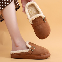 新款冬季韩式复古时尚面包鞋学生室内保暖时尚防滑舒适外穿棉拖鞋