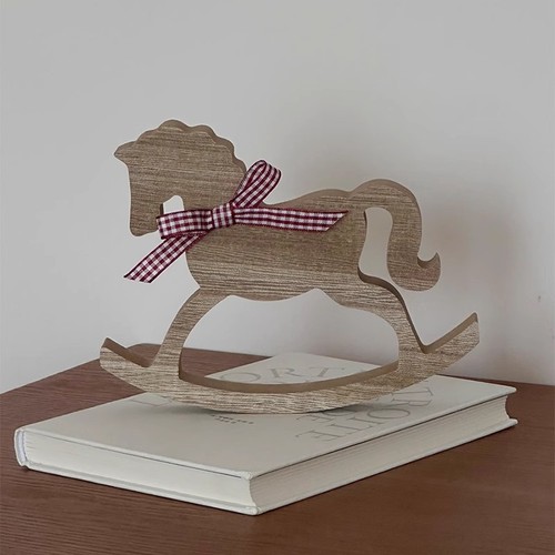 Rocking Horse High-end French Decorative Ornament Desktop Decoration Restaurant Decor Wooden Toy Photography Props