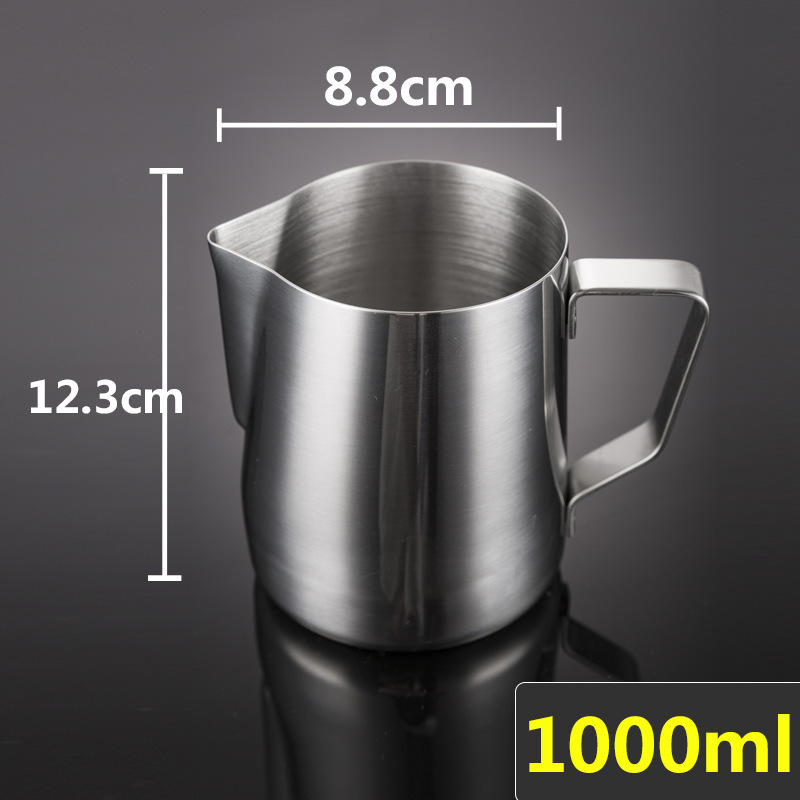 304不锈钢尖嘴拉花杯带盖 带刻度量杯 咖啡拉花缸 打奶泡杯咖啡壶|undefined