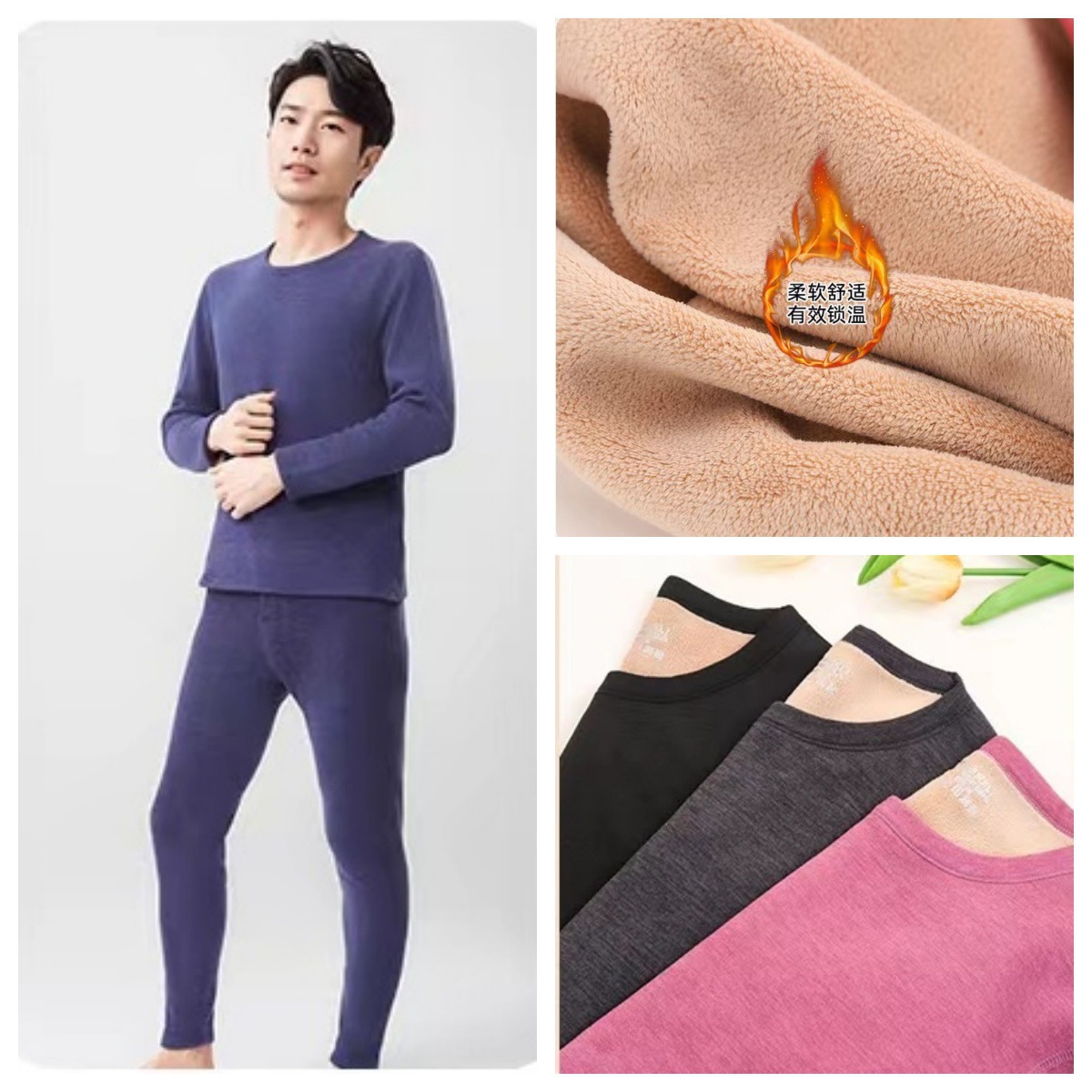 남성용 셰르파 따뜻한 정장 네이비 블루