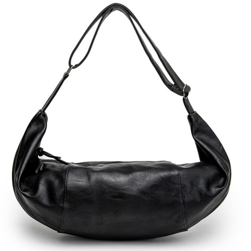 Large new men's bag Korean style trendy men's shoulder bag soft leather crossbody backpack personalized dumpling bag casual travel bag
