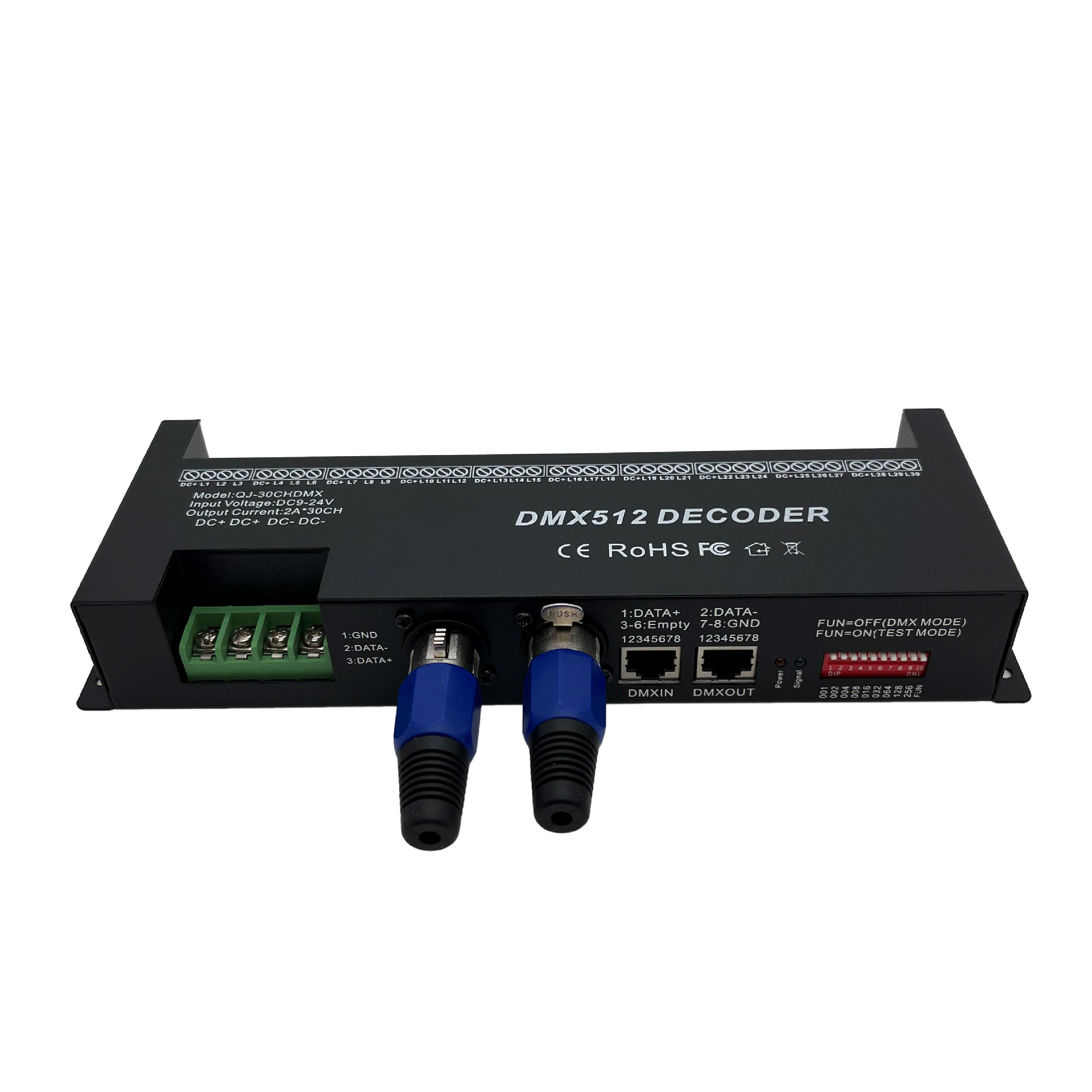 9-24V LED舞台灯控制器30通道工程DMX512解码器30路DMX512控制器