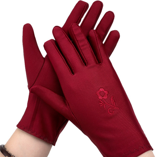 Embroidered high elastic spandex gloves thickened women's jewelry square dance performance sun protection gloves cycling etiquette gloves