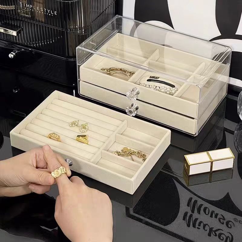[2024 nuevo producto] cajón multicapa caja de joyería de lana orejas brazalete estante de almacenamiento caja de exhibición de joyería
