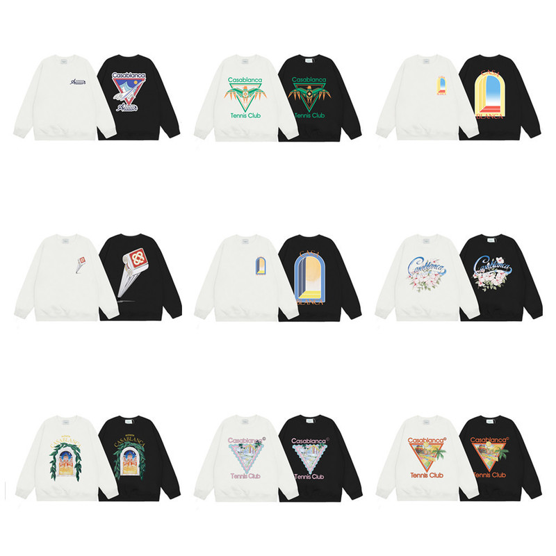 24 Cross-Border European and American Trendy Brand Casabaranka Geometric Pattern Long-Sleeved Round Neck Sweatshirt for Men and Women High Street Casa Jacket