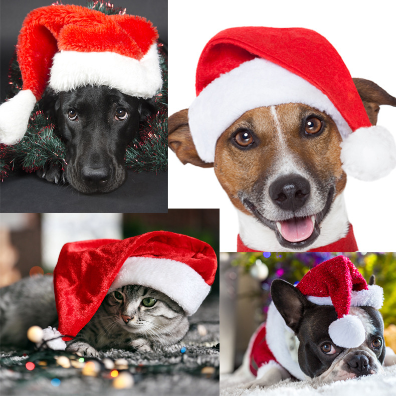 Mascotas transfronterizas sombreros de Navidad rojos perros gatos sombreros rojos mascotas sombreros de Navidad joyas de mascotas sombreros rojos