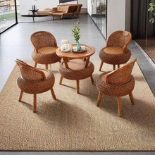 家用阳台藤椅单人靠背椅水仙藤编织三件套藤椅现代简约藤编小椅子