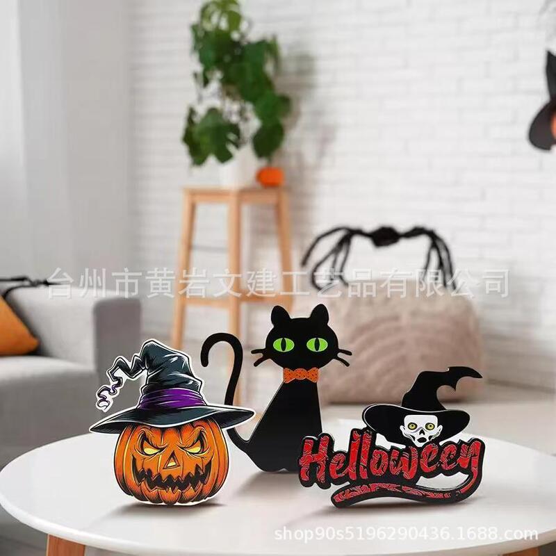 Halloween Wooden Black Cat Pumpkin Ornaments Three-Piece Set Witch Tiered Tray Table Decoration Source Manufacturer Wholesale Halloween Wooden Black Cat Pumpkin Ornaments Three-Piece Set Witch Tiered Tray Table Decoration Source Manufacturer Wholesale