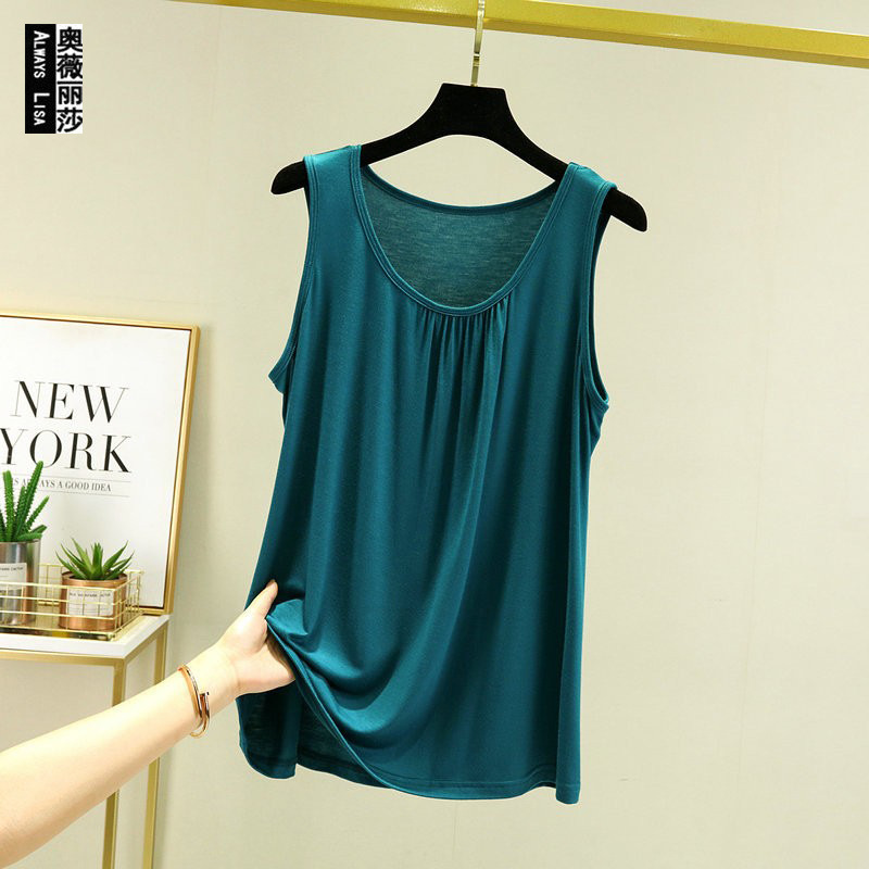 Modal Mom Camisole Women's Summer Loose Sleeveless T-shirt Home Top Thin Outer Wear plus size Base Shirt