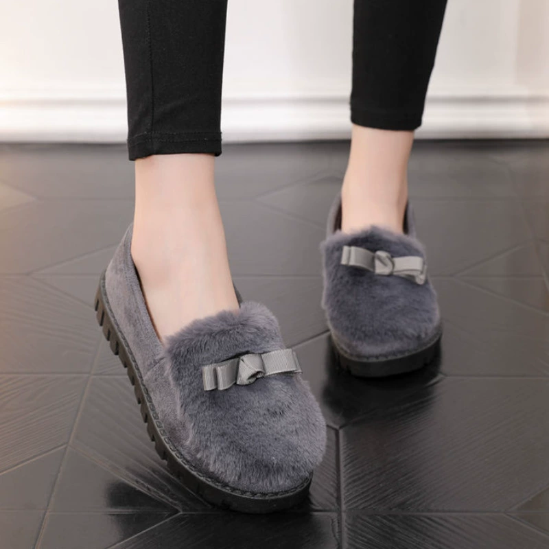 Demi‑season warm slippers, PVC upper, suede‑effect and faux‑fur trim, Korean style, sizes 36–40