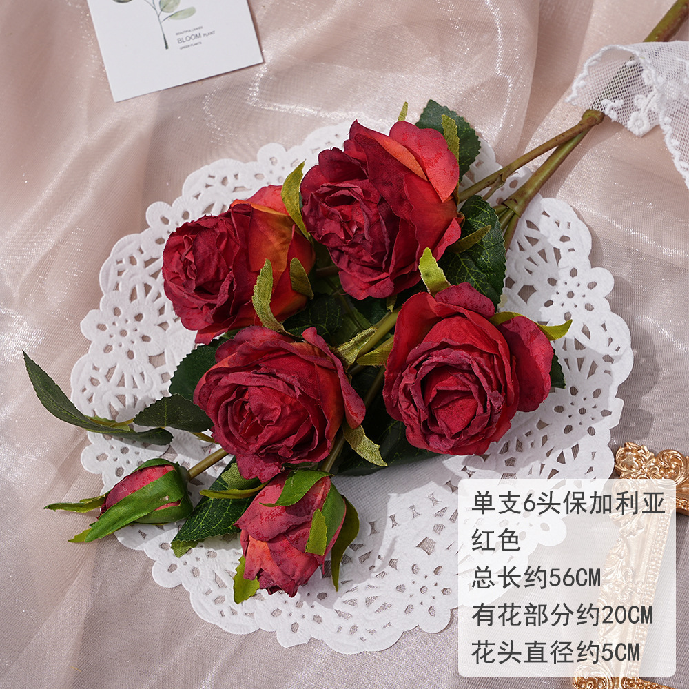 Mwl - single stem 6-head bulgarian rose - red