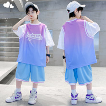 男童夏装套装球衣帅气运动网红中大童无袖背心速干夏季儿童篮球服