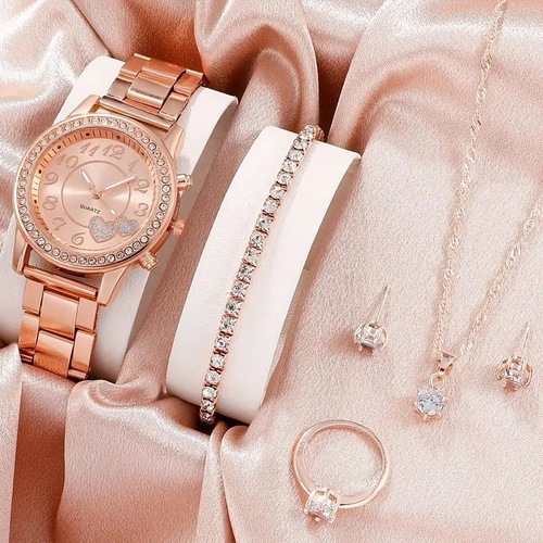 女士手表套装时尚百搭石英手表+简约饰品套装6pcs/set
