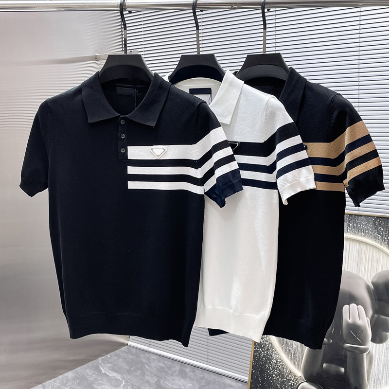 Light Luxury Quality Thin Short-Sleeved Knitwear Men's Spring and Summer Lapel Knitwear T-Shirt Men's Niche Men's Wear