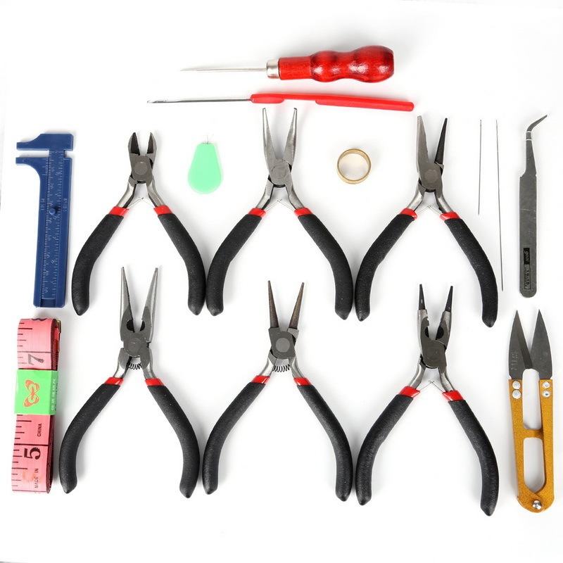 Tools suit pliers glue storage box needle-nose pliers scissors copper ring DIY handmade jewelry AliExpress