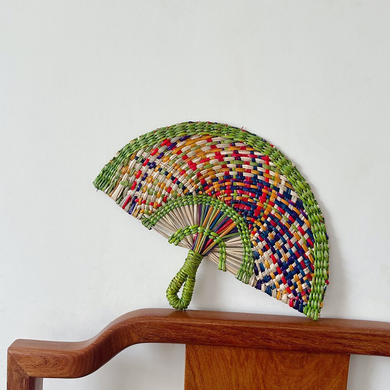 Ventilador tejido vietnamita, ventilador tejido de paja marina, estilo ins diario, elementos africanos, decoración de paredes, decoración de casas de familia, ventilador hecho a mano