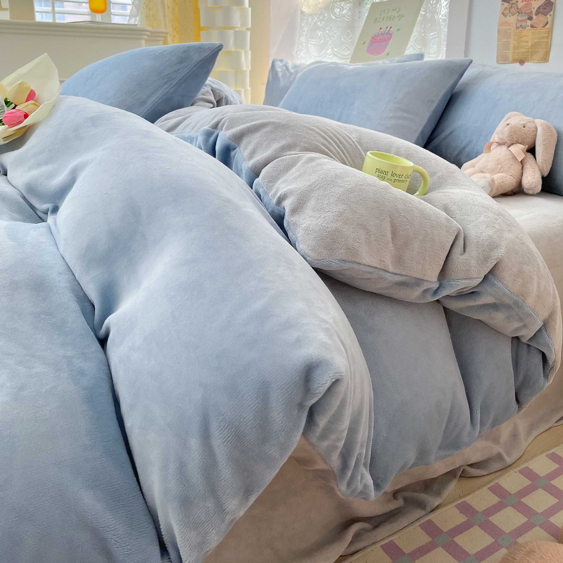 Leche cubierta de edredón otoño invierno una sola pieza de edredón de doble cara una sola franela de coral una sola persona más cubierta de edredón