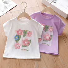 女童t恤短袖2024新款棉宝宝衣服小童女孩半袖上衣儿童夏装童装