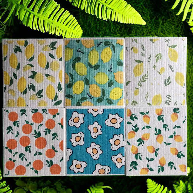 Toallas suecas alemanas dm toallas absorbentes de agua sin aceite eco pulpa de algodón impresa toallas de cocina