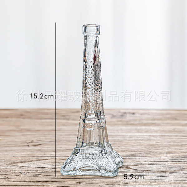 Retro light luxury relief transparent French mini glass vase living…