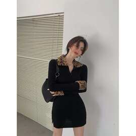 秋冬季新款长袖气质感加厚连衣裙女修身显瘦包臀裙图片色