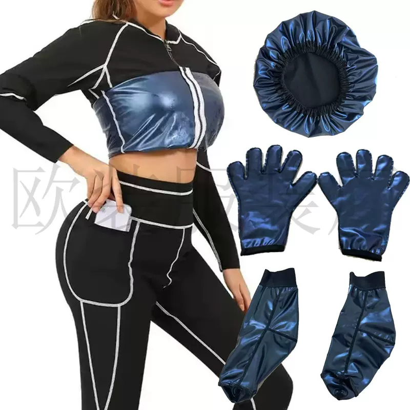 跨境大码男士健身服暴汗服束身衣户外运动长袖套装跨境收腹束身衣