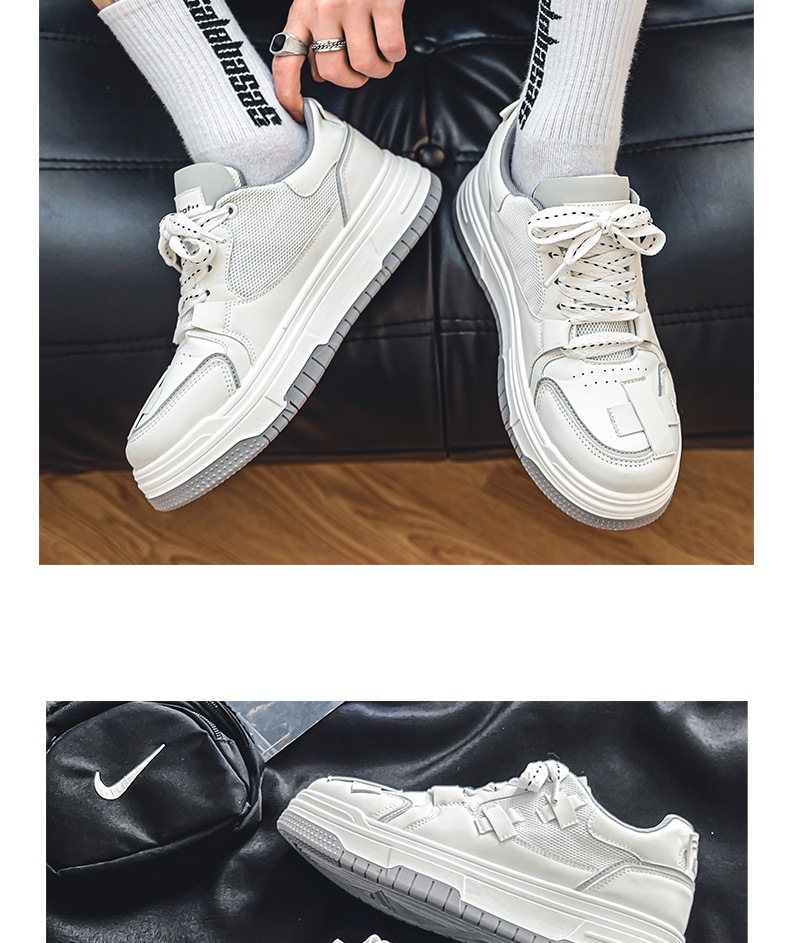 Men's Casual Sneakers White Platform Comfortable Trendy Shoes_voghion.com