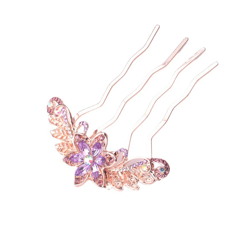 Korean Crystal Embellished Hairpin Hair Accessories with Diamond Accents, Four-Tooth Round Brush Hairpin, Ballroom Hair Styling Accessory, Hairpin and Hairpin Wholesale