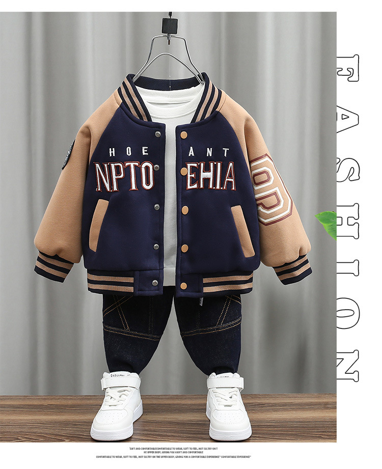 Boys' knitted baseball jacket spring autumn, Korean version, children's handsome and trendy cool top, versatile clothes_voghion.com