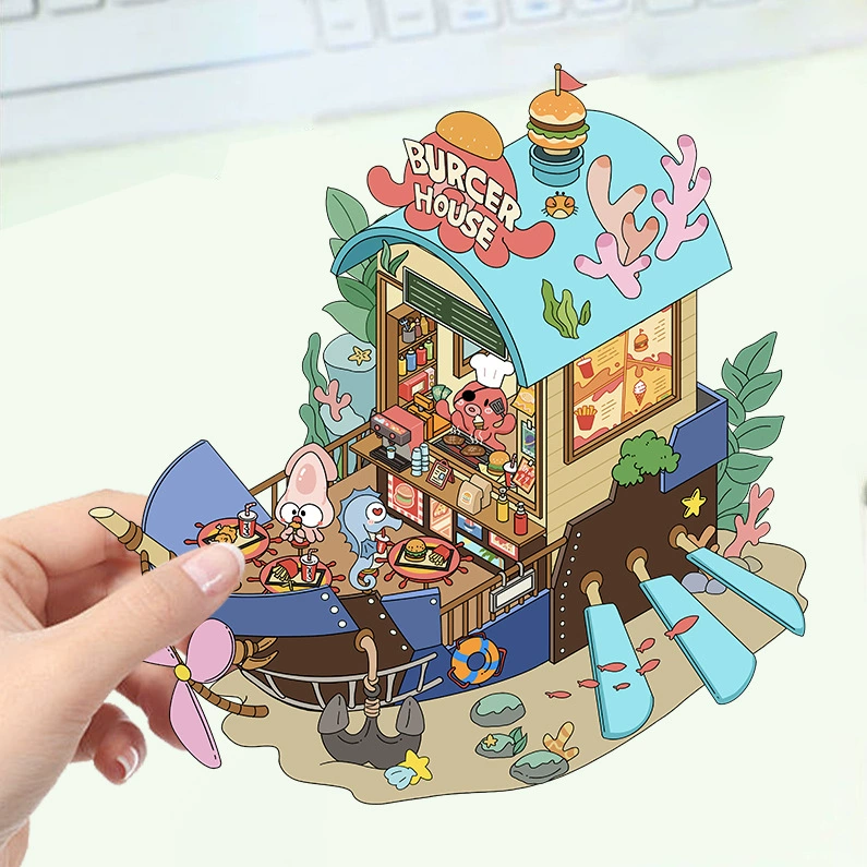Картонная маленькая наклейка, шалаш, 3D, антистресс, DIY, планировщик