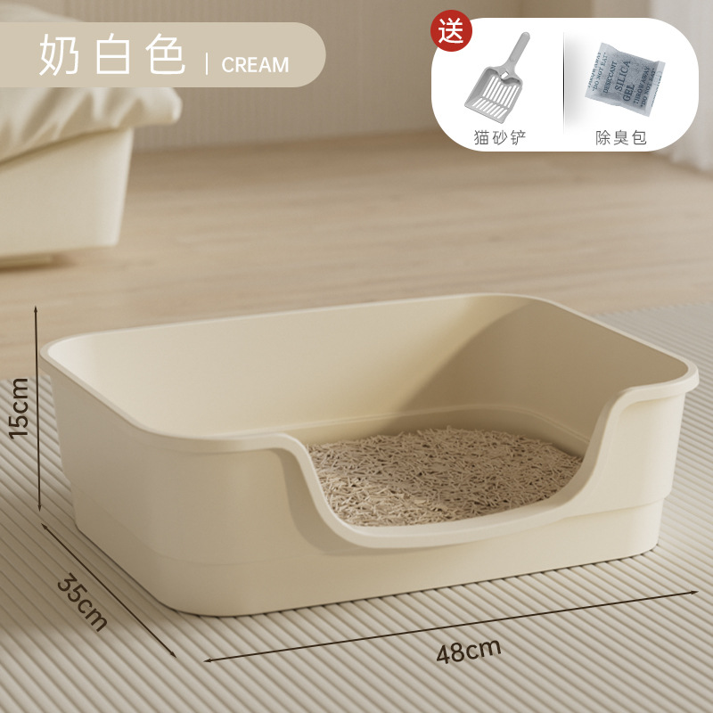 Baña de arena para gatos de tamaño super grande, bañera abierta semicerrada, inodoro antiodorante antiespiraciones para gatos, pala especial para gatos