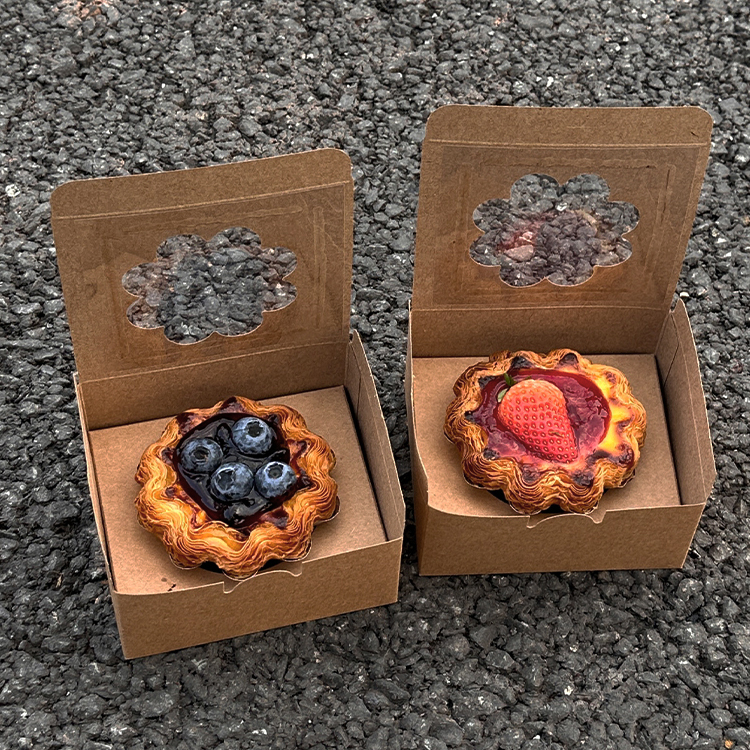 Caja de embalaje de tarta de huevo roja, tarta de maíz de encaje solar, caja de embalaje de tarta de frutas, tarta de pomelo, tarta de huevo única