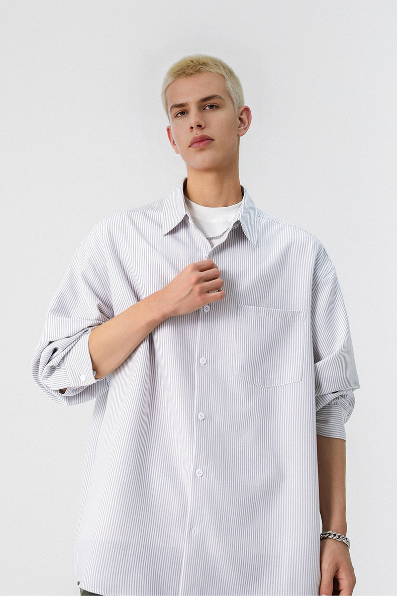 Inflation Color-Block Striped Loose Shirt