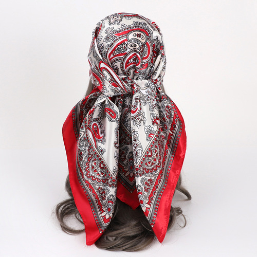  European and American fashion new satin 90 large square scarf for women cashew print 90 square scarf fashion trend wholesale