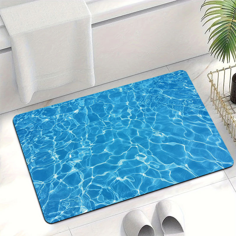 Cross-Border Temu Wave-Pattern Diatomaceous Earth Bathroom Mat, Water-Absorbent Non-Slip Foot Mat, Entryway Decorative Mat