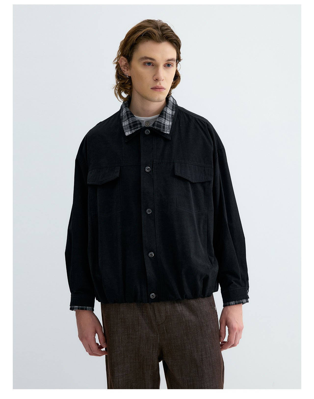 UNF Plaid Layered-Look Oversized Jacket