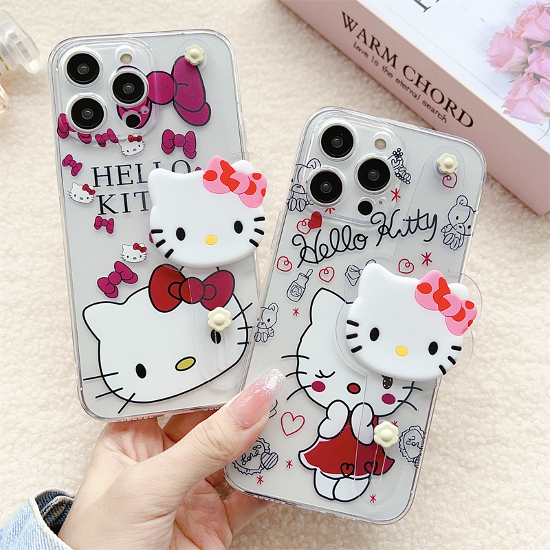 Applicable to Samsung M13 wrist strap transparent mobile phone shell cartoon kity leather patch easy to carry M53/A82/A91/A70 sets