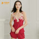 Mansley Silk Sexy Women's Pajamas Silk Mulberry Silk Home Sling Upper and Lower Sleeve Spread