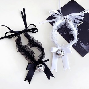 Lace big bell collar maid adjustable bow necklace soft girl neck leg chain accessories choker 2025 new style