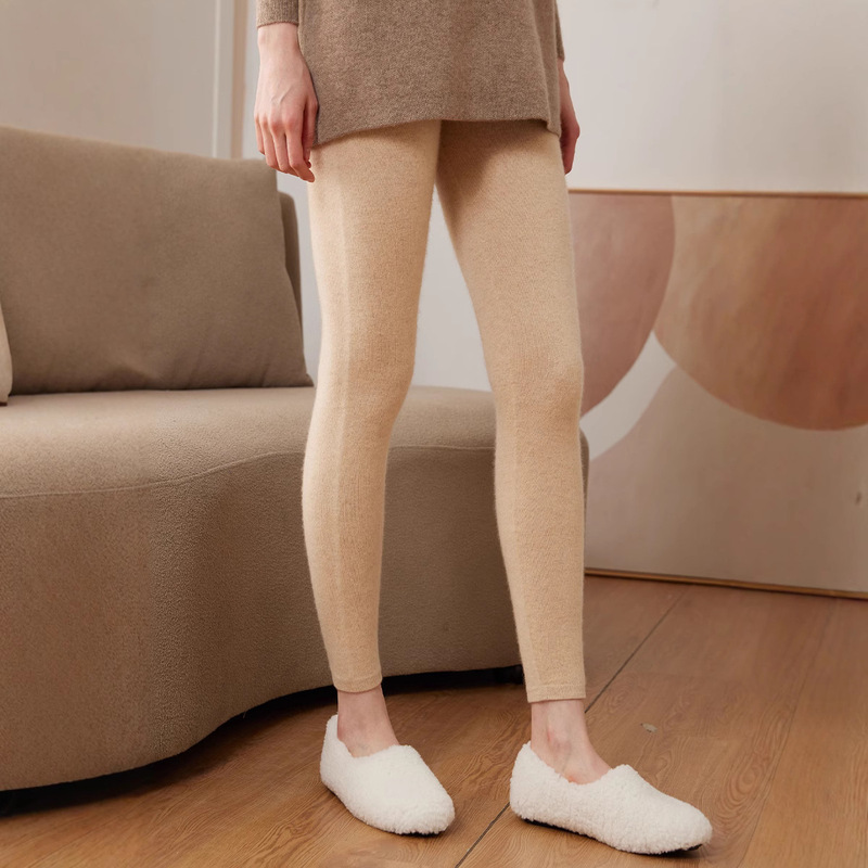 2024 Autumn and Winter New Cashmere Knitted Leggings Women's Trousers Slim Slim-Fit Warm Tight Pants All-Match Trousers