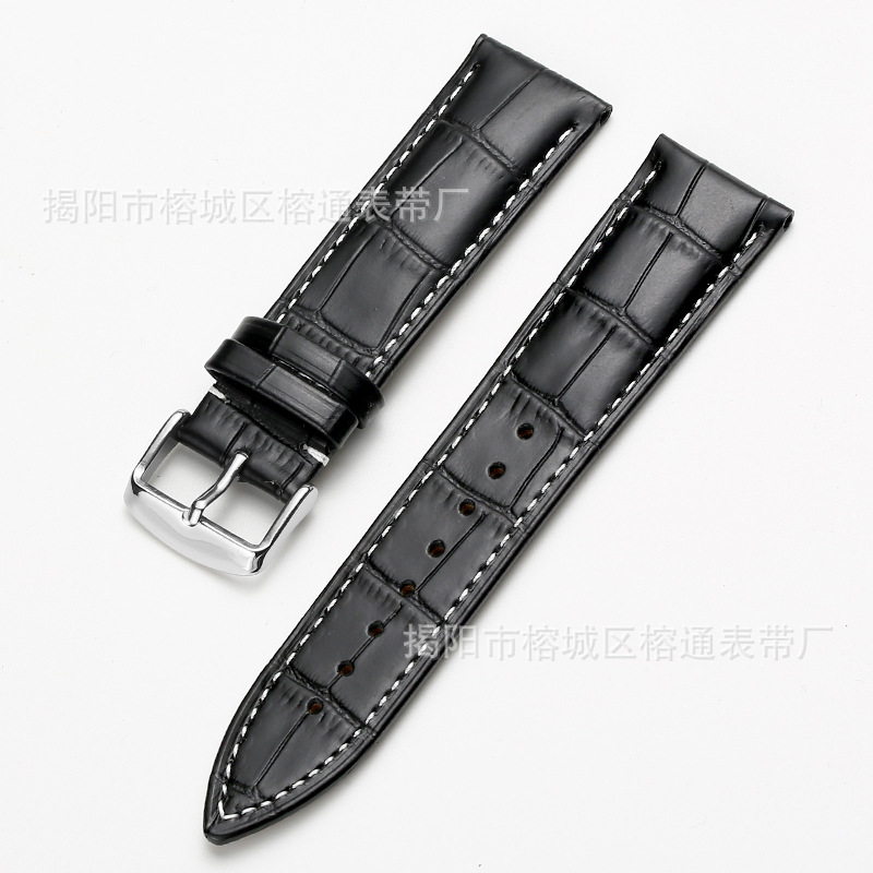 Suministro directo de fábrica primera capa de piel de vaca hebilla de reloj correa de bambú raya multi-color opcional hombres y mujeres 12 -- 24mm