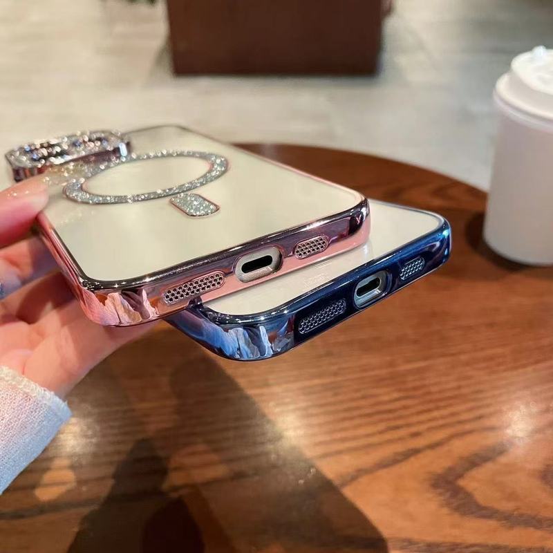 iPhone16pro グリッターグラデーション磁気充電携帯電話ケース Apple 15 オールインクルーシブ落下防止保護カバーに適しています。|undefined