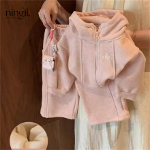 【柠里】女童休闲套装加绒25新款冬装小童女宝宝外套阔腿裤两件套