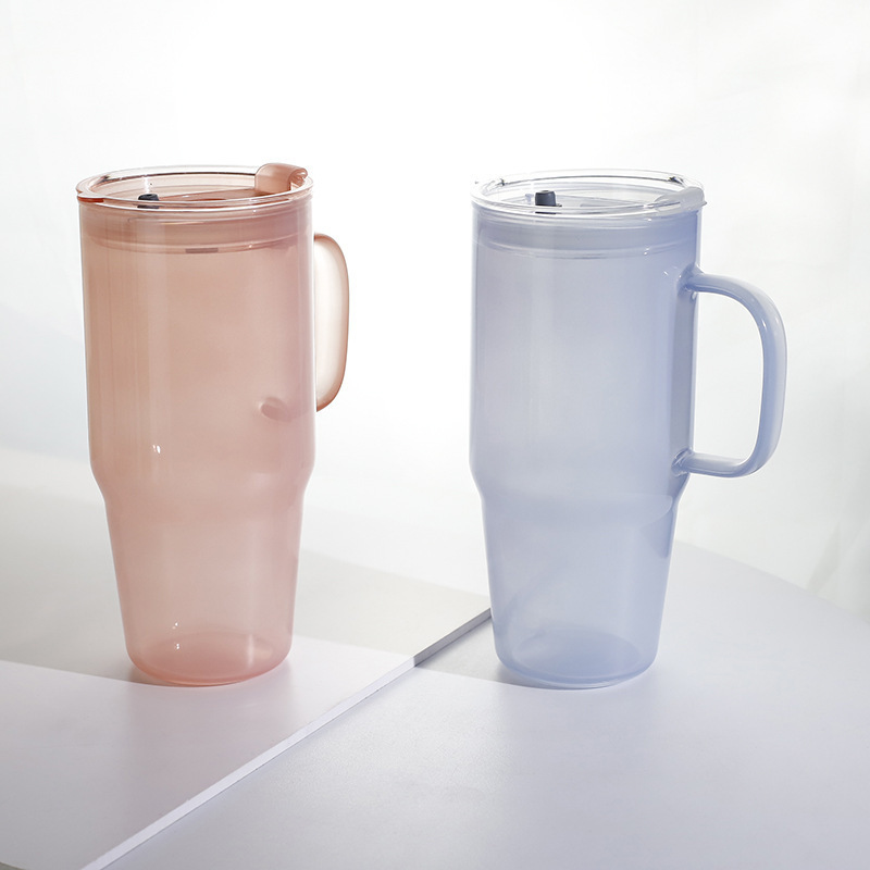 Taza de hielo, taza de paja, taza de agua de vidrio de alta capacidad, taza de agua de vidrio de alta calidad, taza de paja doméstica, taza de vidrio de locomotora