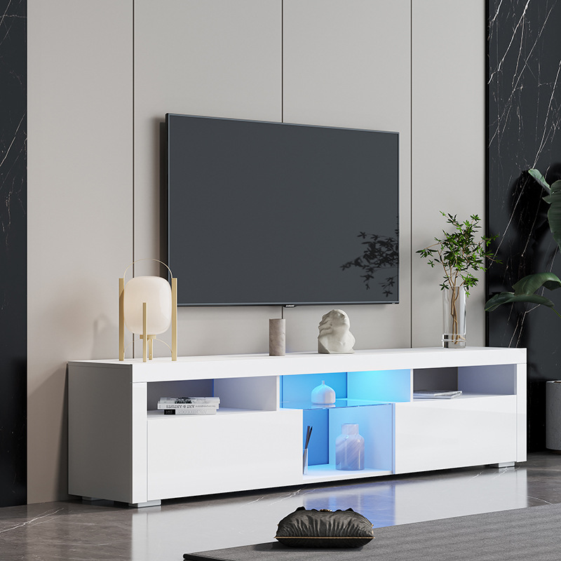 Suspensión blanca colgando gabinete de TV moderno minimalista sala de estar pequeño apartamento montado en la pared gabinete de TV