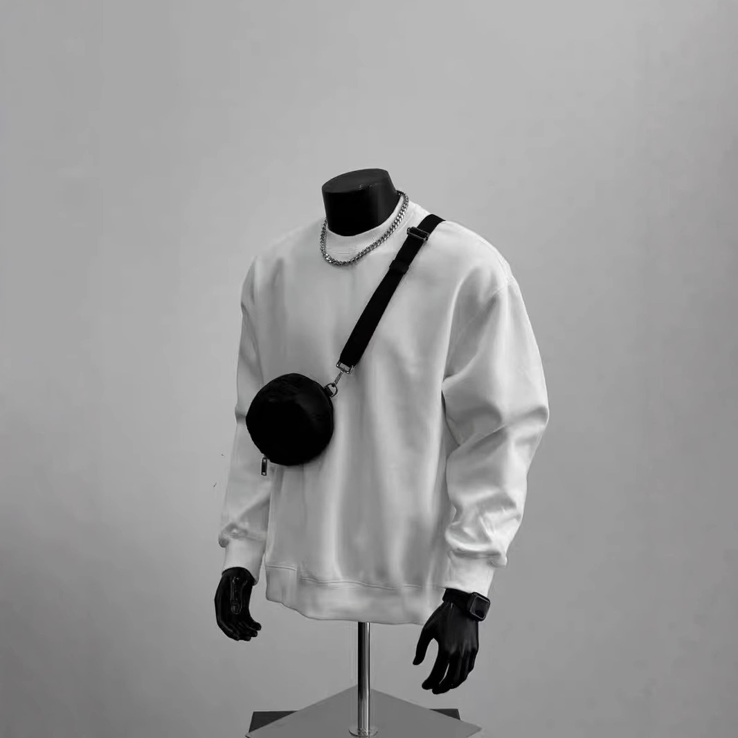 厚手のラウンドネック長袖スウェットシャツメンズカジュアルルーズTシャツ春秋新作アメリカンスタイルシンプルプルオーバートップス